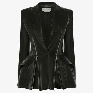 ALEXANDER MCQUEEN
Leather Zip-Detail Jacket Size 44